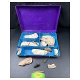 Native American arrowheads & more in plastic case