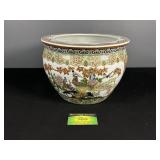 Chinese Porcelain Fish Bowl with Birds & Flowers