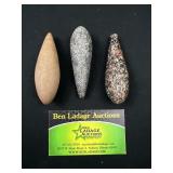 Group of 3 Turned Stone Decorative Weights