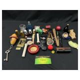 Rabbits foot, ceramic thimble, and more