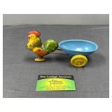 Vintage Tin Rooster & Cart Toy