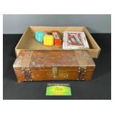 Wooden Box With Mirror & Accessories