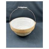 Vintage stoneware batter bowl with a handle