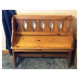 Wooden Bench with Cutout Backrest Design