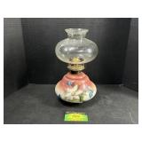 Eagle Floral Hand-Painted Milk Glass Oil Lamp