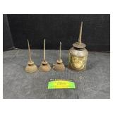4 Antique Oil Cans