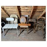Antique High Chair, Mirror, and More Furniture