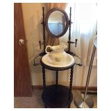 Washstand with Mirror & Pitcher