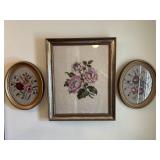 Vintage Needle Point Floral Wall Art