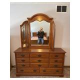Nice Wooden Dresser With Attached Mirror