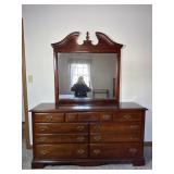 Wooden Dresser With Attached Mirror