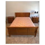 Oak Style Full Sleigh-Style Bed Frame
