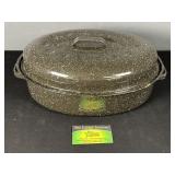 Brown Graniteware roaster