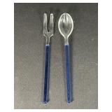 Blue Uranium Glass Salad Tongs