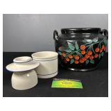 Stoneware jug and butter bell