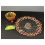 Strawberry inlay Plate with bowl
