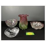 Pink and Green clear glassware