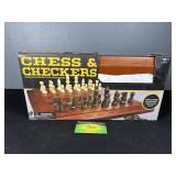 Wooden Tournament size Chess and Checkers set