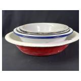 Enamelware 5 bowls * visible wear *