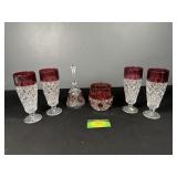 Flashed Cut glass set of 4 cups and more