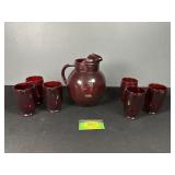 Ruby Glass Pitcher and cup set