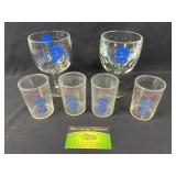6 Vintage Pabst Blue Ribbon beer glasses
