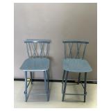 2 Modern Blue Metal Chairs