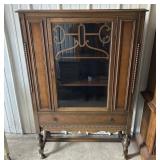 Vintage Wood Curio Cabinet w/ Glass Door