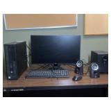 HP monitor, Tower, and Logitech speakers