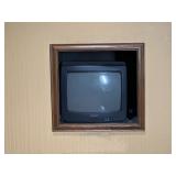 14" TVs in Cubbies in wall on north side of booths