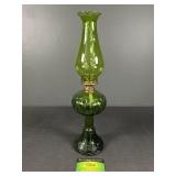 Victorian Green Glass Hurrican Oil Lamp