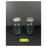 (2) Blue Ball Quart Jars with Zinc Lids