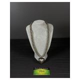 Sterling Sliver Heart and Round bead Necklace;