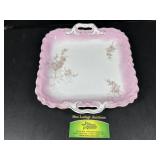 10 1/2" Vintage Bavaria 2 handled Pink Cake