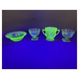 (4) Uranium Depression glass 5 Georgian Lovebirds
