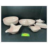 (7) Pink Melamine Serving Dishes