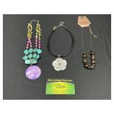(3) Necklaces - 1 carved shell, 1 mother or pearl