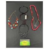 (6) Necklaces - 4 wrap ones and 2 beaded ones