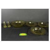 (6) Peices Amber Depression Glass