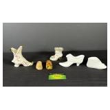 (6) Items - Fenton Milk Glass Shoes, Dixon Art