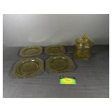 Princess Pattern Yellow Depression Cookie Jar