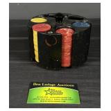 Vintage Catlin pokers chips with holder