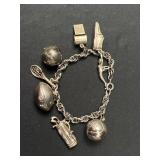 Beau Signed Sterling 7" Charm Bracelet with 8