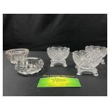 5 Master Salt Cellars Lacy & Flint, Fostoria &