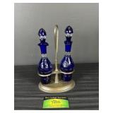 Colbalt Blue Vinegar and Oil Set