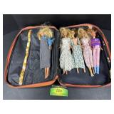 Vintage Floral Case with (5) 1966 Barbies