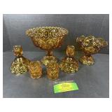 L.E. Smith Moon and Stars Amber Collection