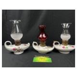 3 Miniature Alladin Oil Lamps