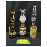 3 Miniature Oil Lams with Advertising
