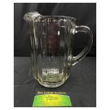 Glass Ribbed Water Pitcher Mid 20th Century